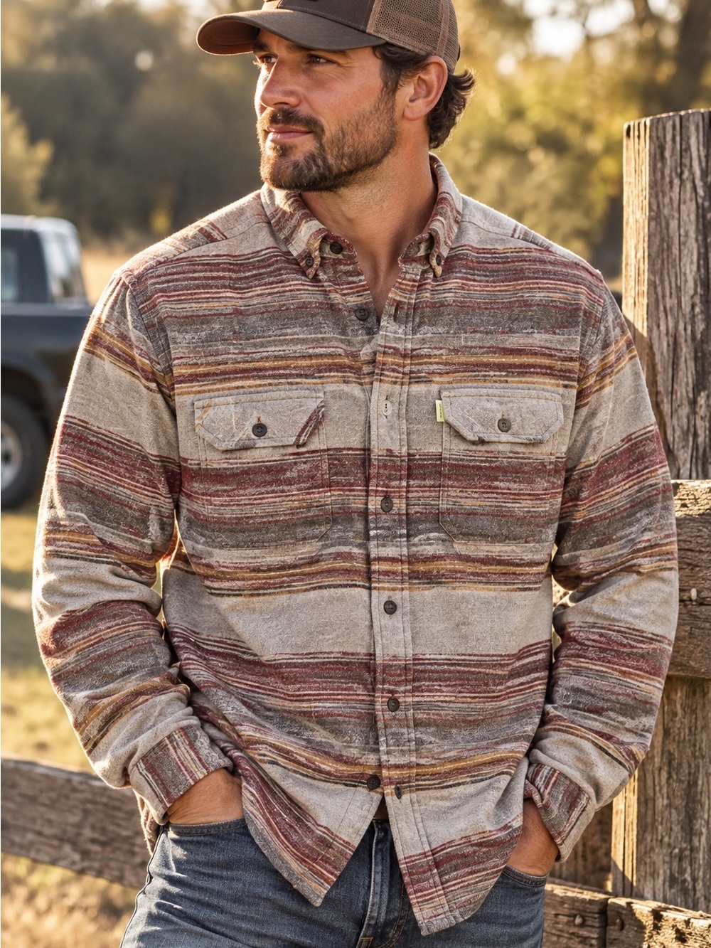 Bob Timberlake Men’s LT Large Tall 100% Cotton Striped Flannel Shirt